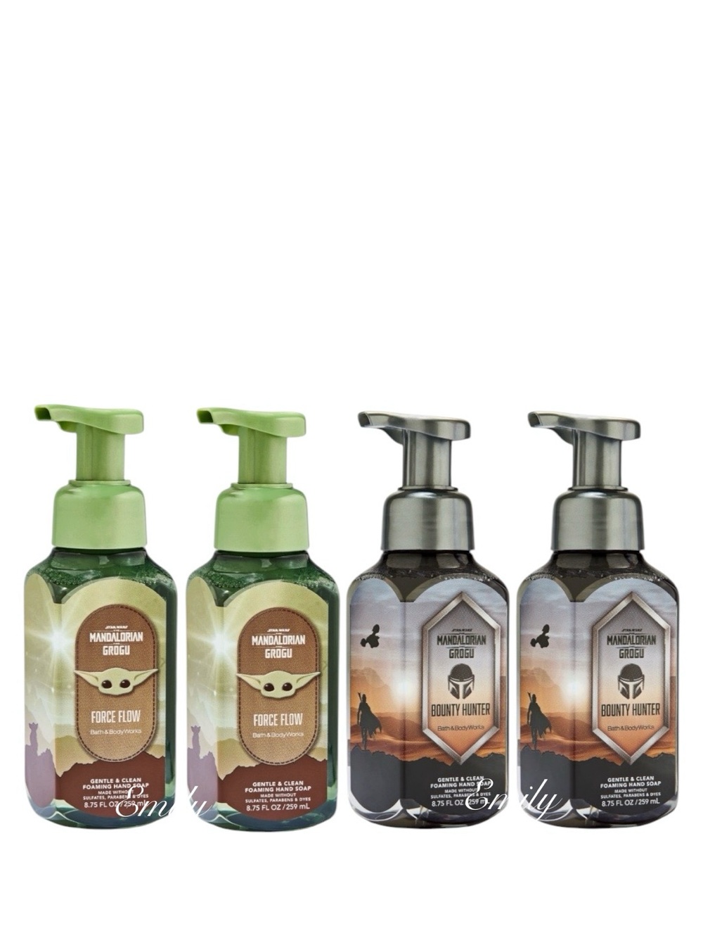 4X Bath & Body Works Star Wars Grogu FORCE FLOW & BOUNTY HUNTER Hand Soap Bundle